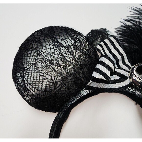 Disney Parks Minnie Mouse Ears Jack Nightmare Before Christmas Headband Lace HTF main image 6